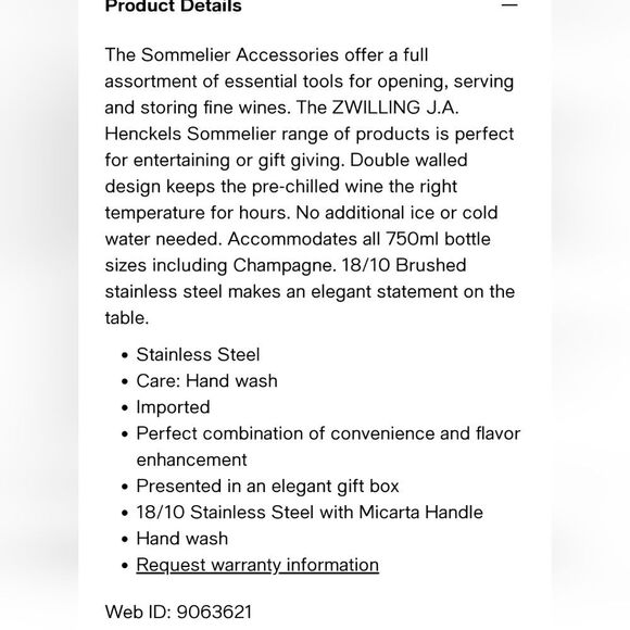 Zwilling Sommelier Stainless Steel Wine Cooler - Picture 5 of 7